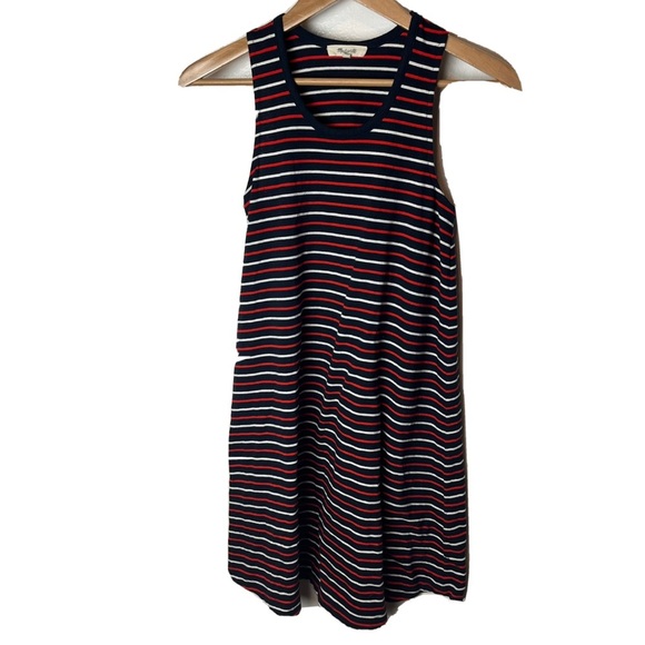 Madewell Highpoint Tank Dress in Franklin Stripe Sleeveless Red Blue Size XXS - Picture 1 of 5